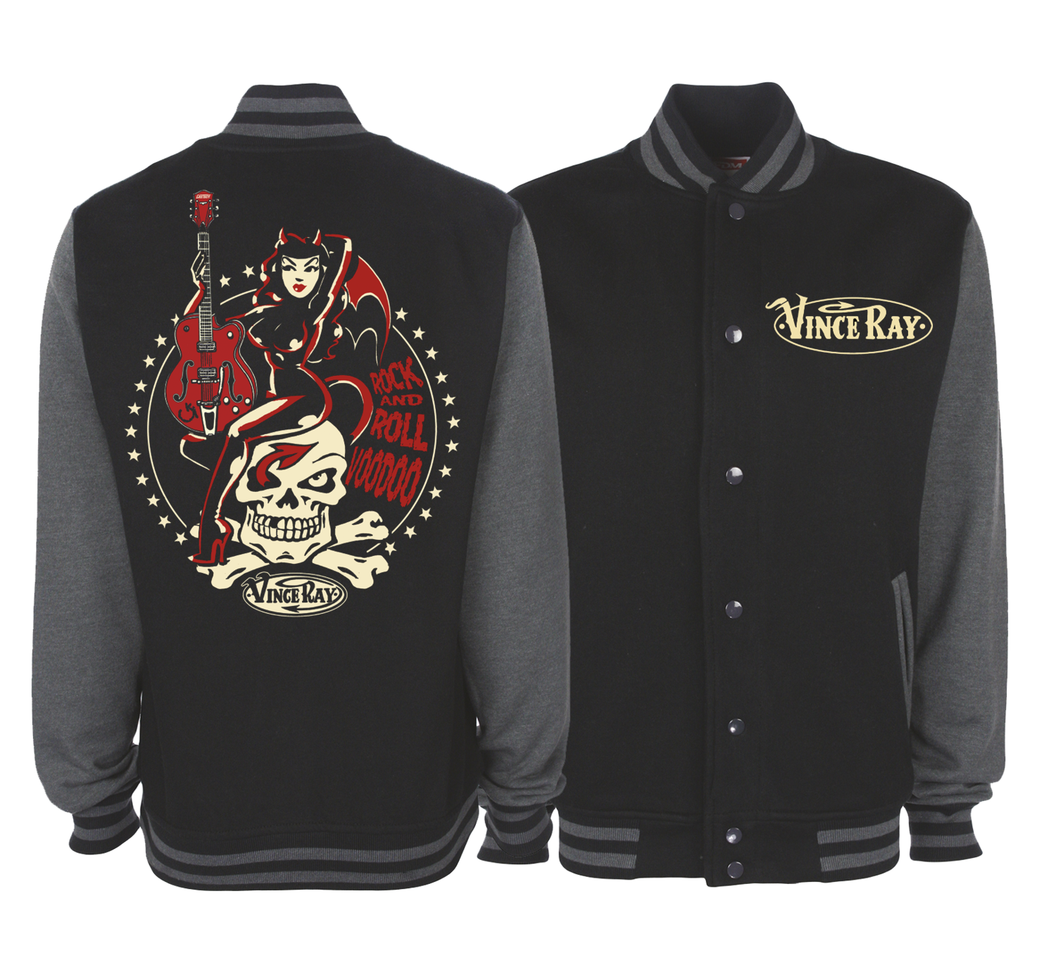 ROCK AND ROLL VOODOO VARSITY JACKET Unisex by VINCE RAY