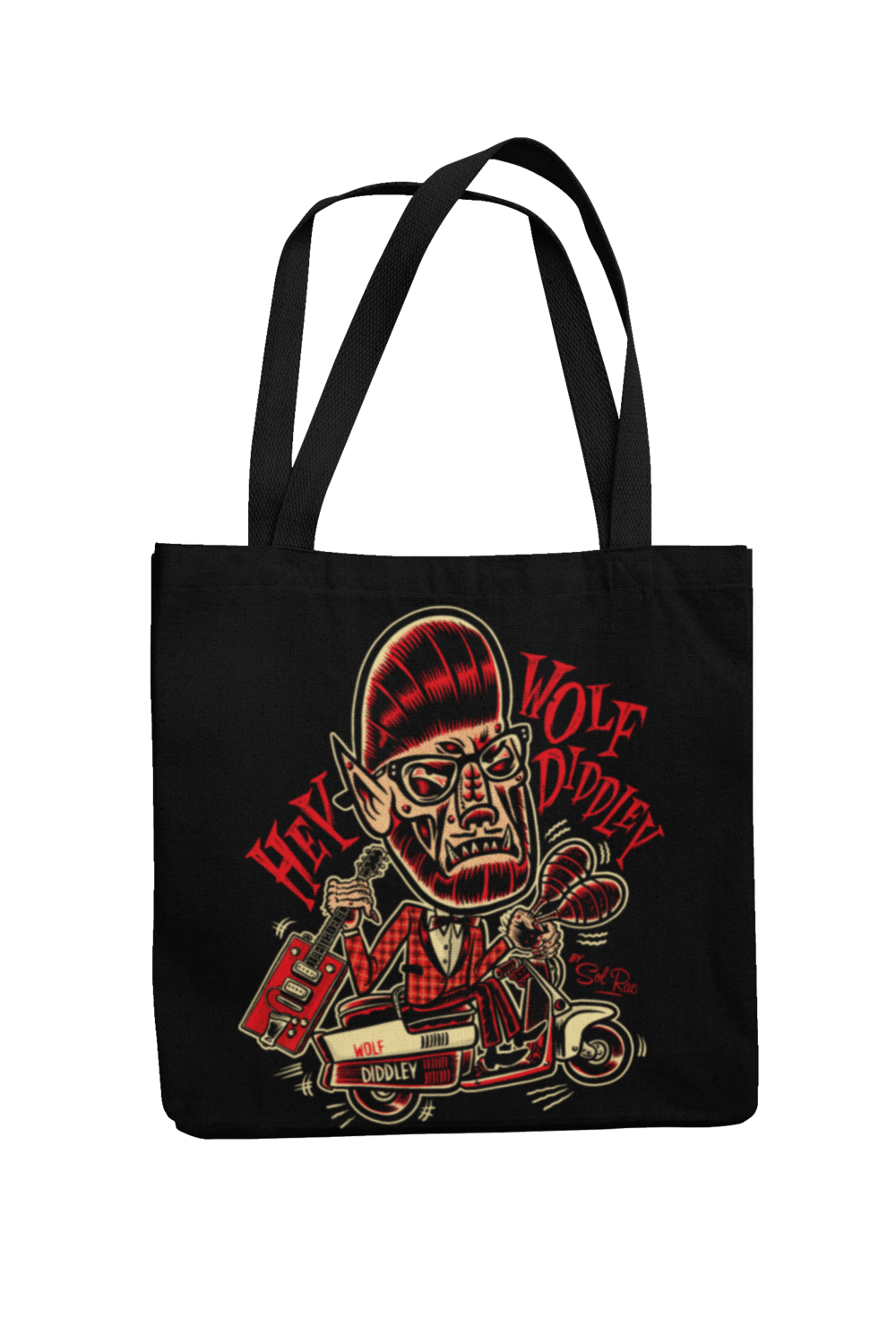 WOLF DIDDLEY Cotton Bag  logo design SOL RAC, Colour: Black