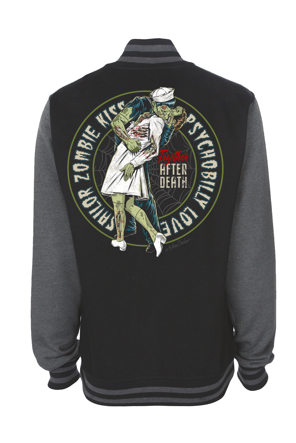 SAILOR ZOMBIE KISS VARSITY JACKET UNISEX BY NANO BARBERO, Size: Small