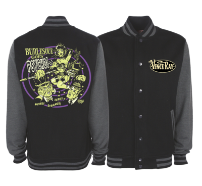 BURLESQUE GOES PSYCHO VARSITY JACKET Unisex by VINCE RAY