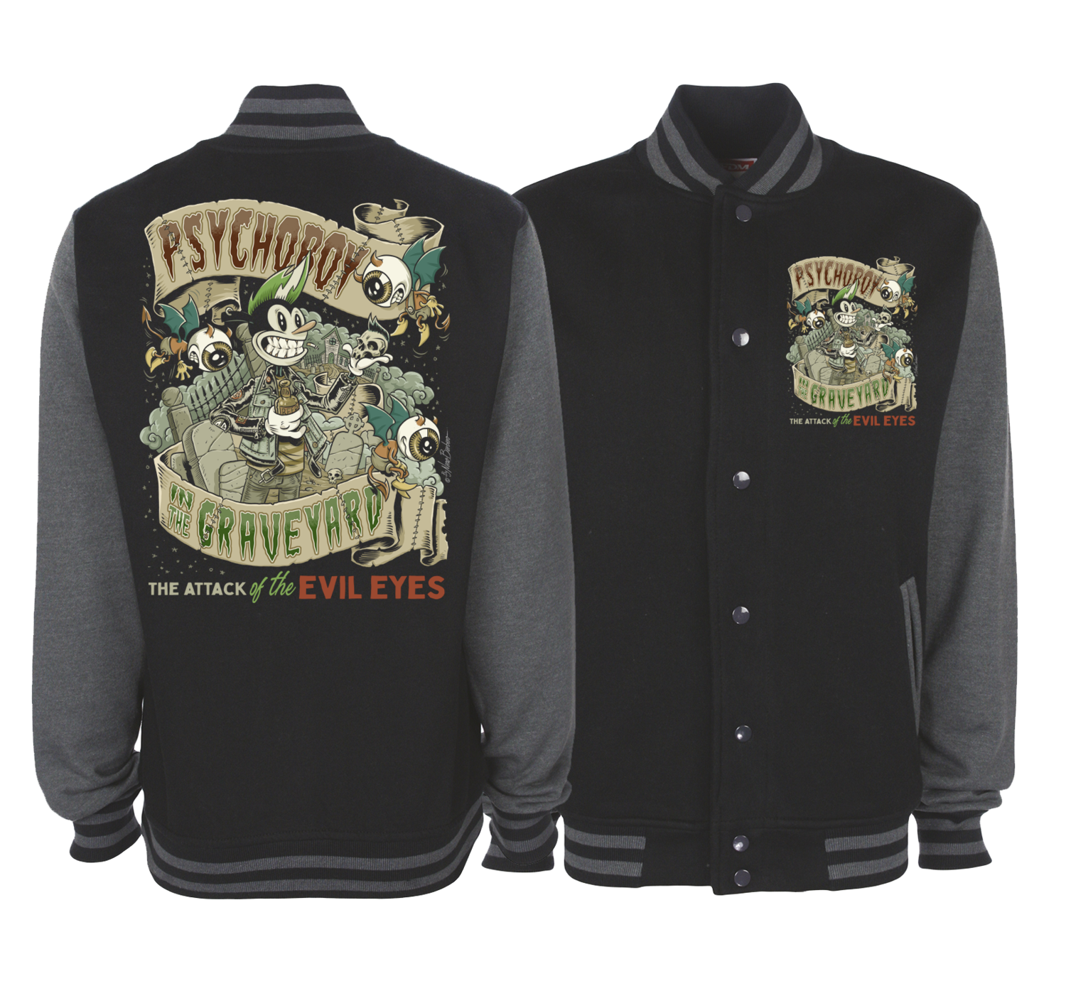 PSYCHO BOY VARSITY JACKET UNISEX BY NANO BARBERO, Size: Small