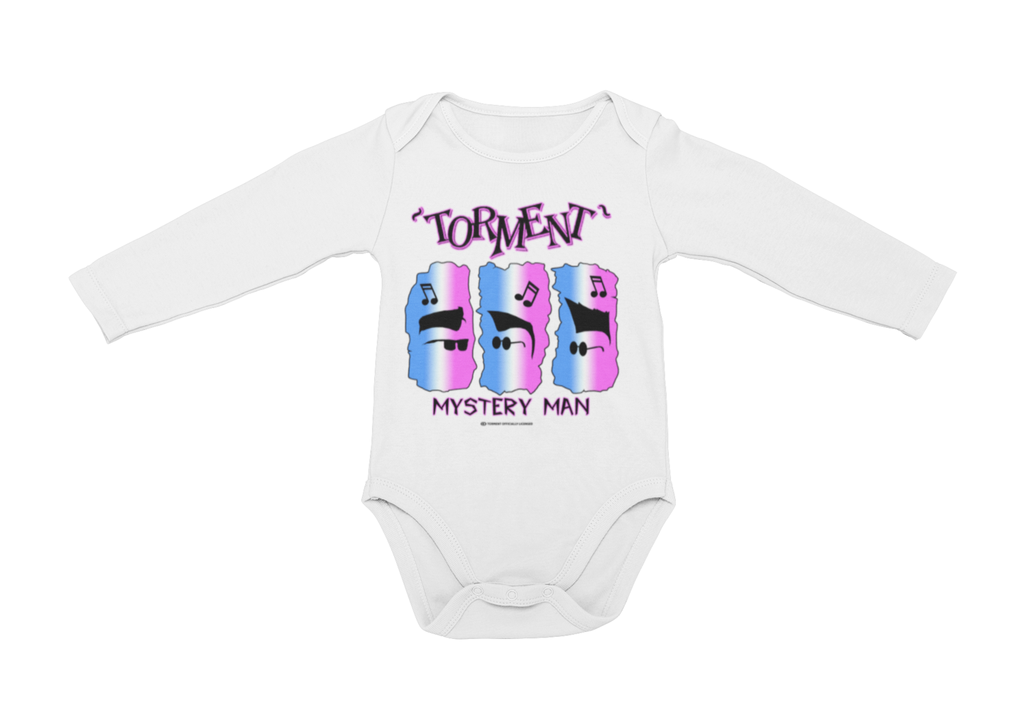 TORMENT MISTERY MAN LOGO BABY ONIESE, Colour: White, Size: 6 Months