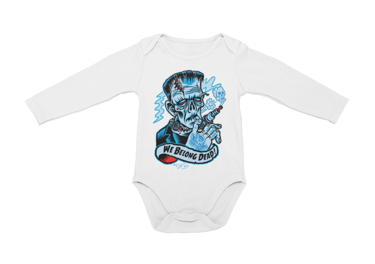 WE BELONG DEAD BABY ONIESE BY SOL RAC, Colour: White, Size: 6 Months
