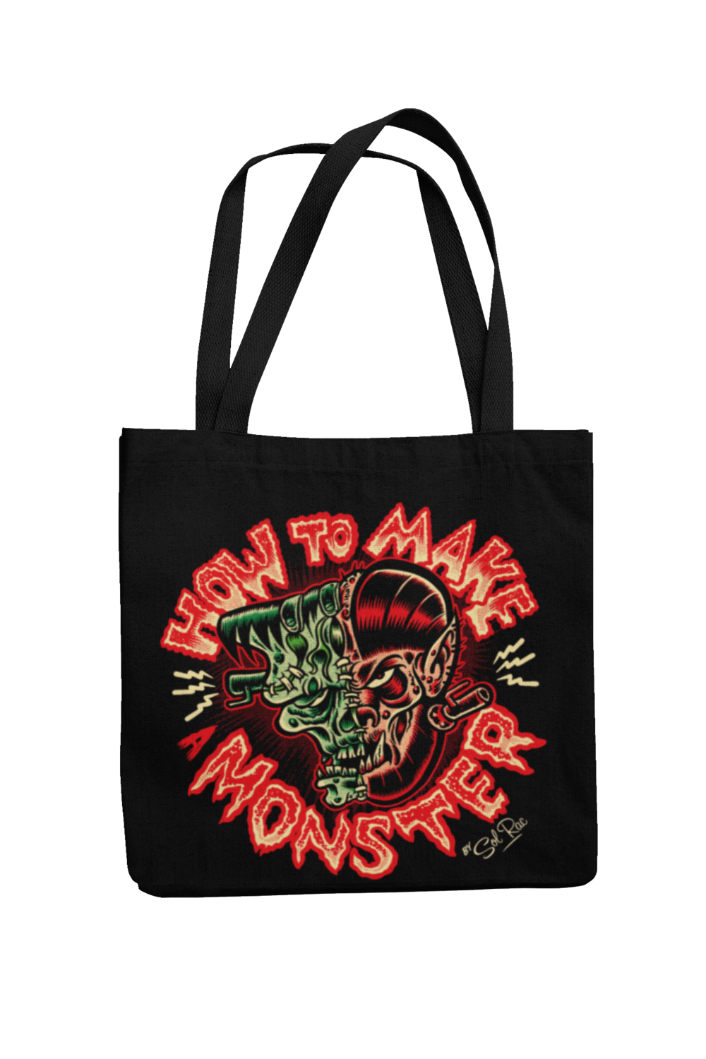 HOW TO MAKE A MONSTER Cotton Bag  logo design SOL RAC