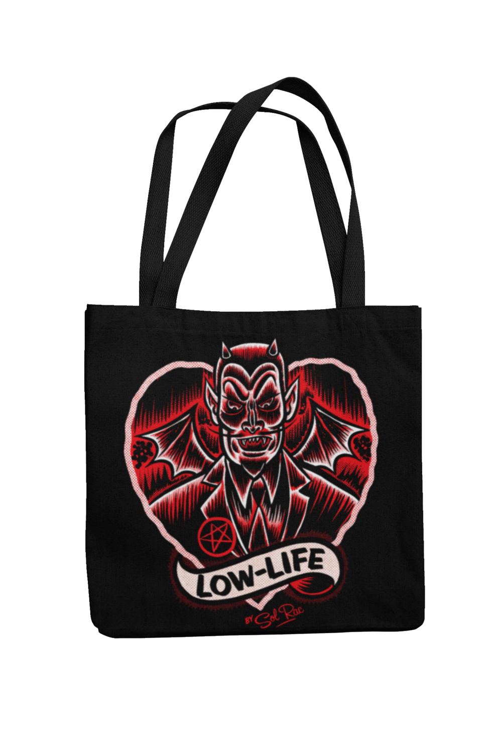 LOW LIFE Cotton Bag  logo design SOL RAC, Colour: Black