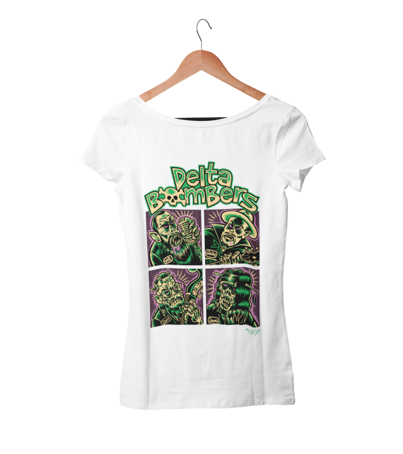 THE DELTA BOMBERS T-SHIRT &quot;BOMBER BUNCH&quot;  WOMEN, Colour: WHITE, Size: Small
