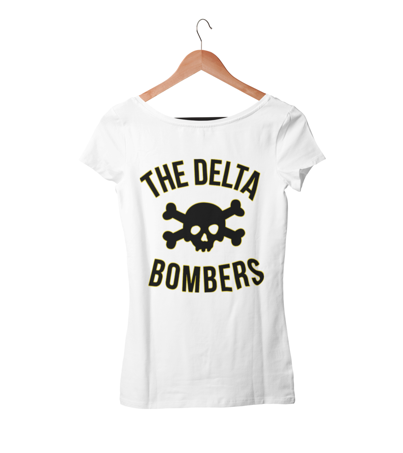 THE DELTA BOMBERS T-SHIRT &quot;SKULL CLASSIC LOGO &quot;  WOMEN, Colour: WHITE, Size: Small