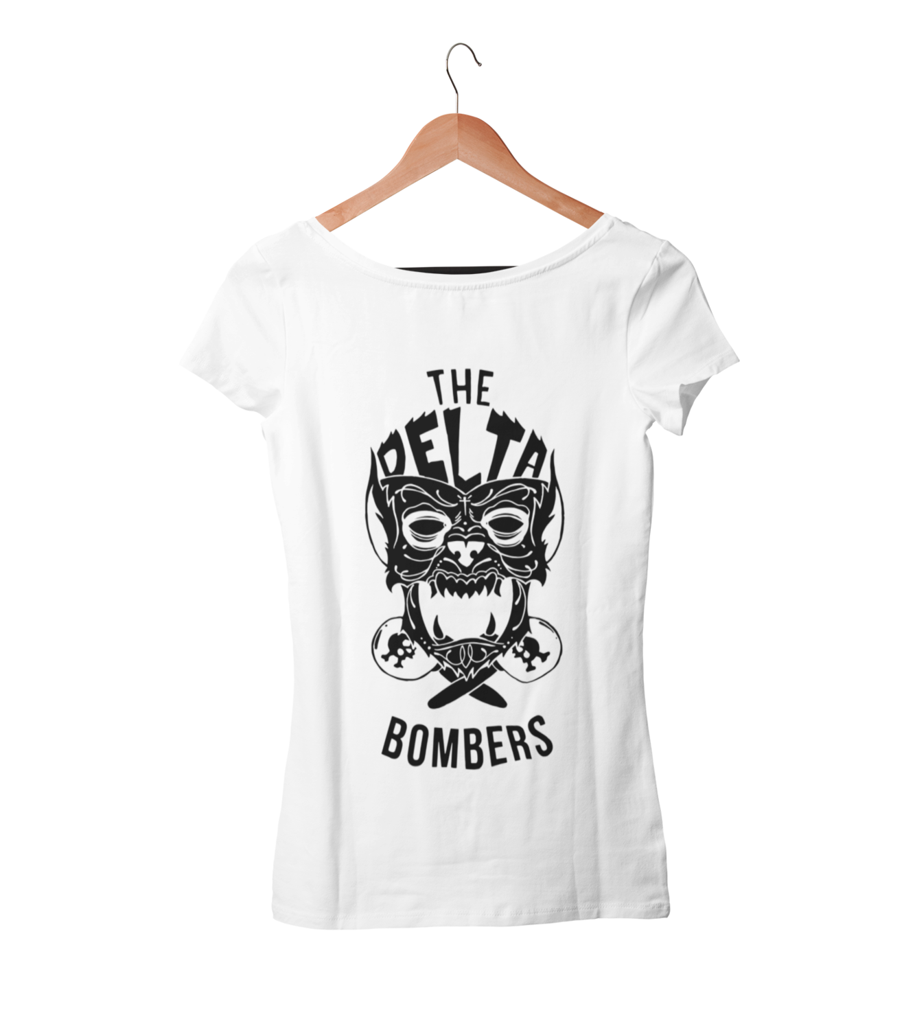 THE DELTA BOMBERS T-SHIRT &quot;WOLF FACE&quot;  WOMEN, Colour: WHITE, Size: Small