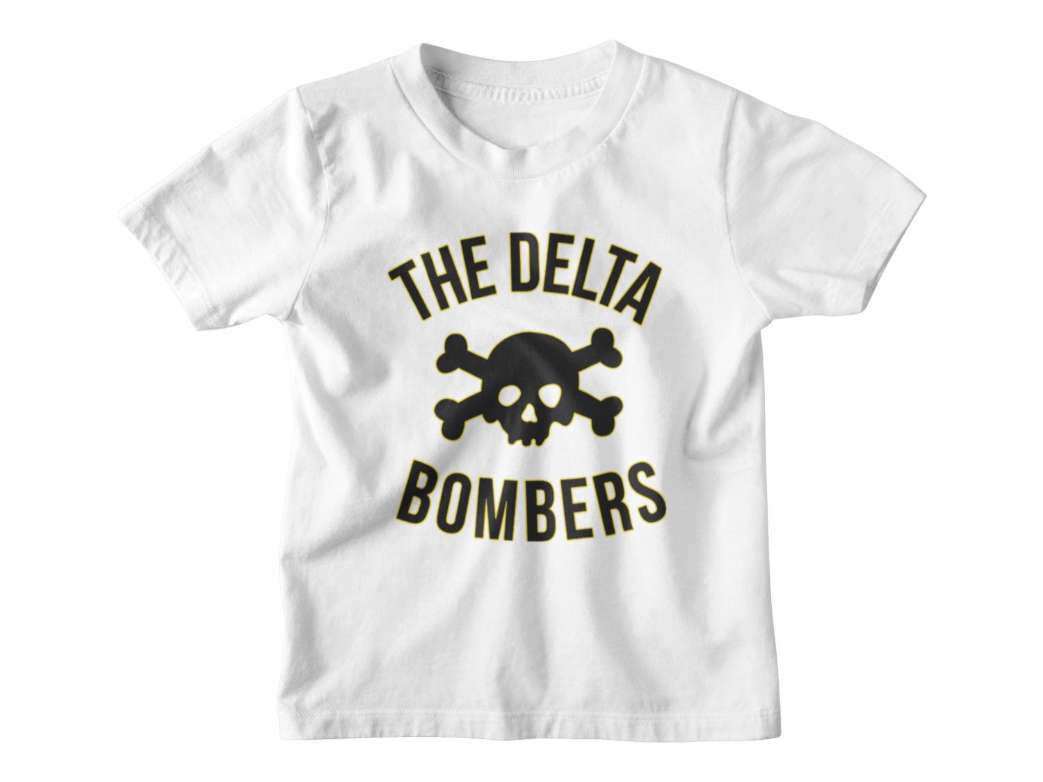 THE DELTA BOMBERS &quot;Skull Classic logo&quot; T-SHIRT KIDS, Colour: White, Size: 3/4 years