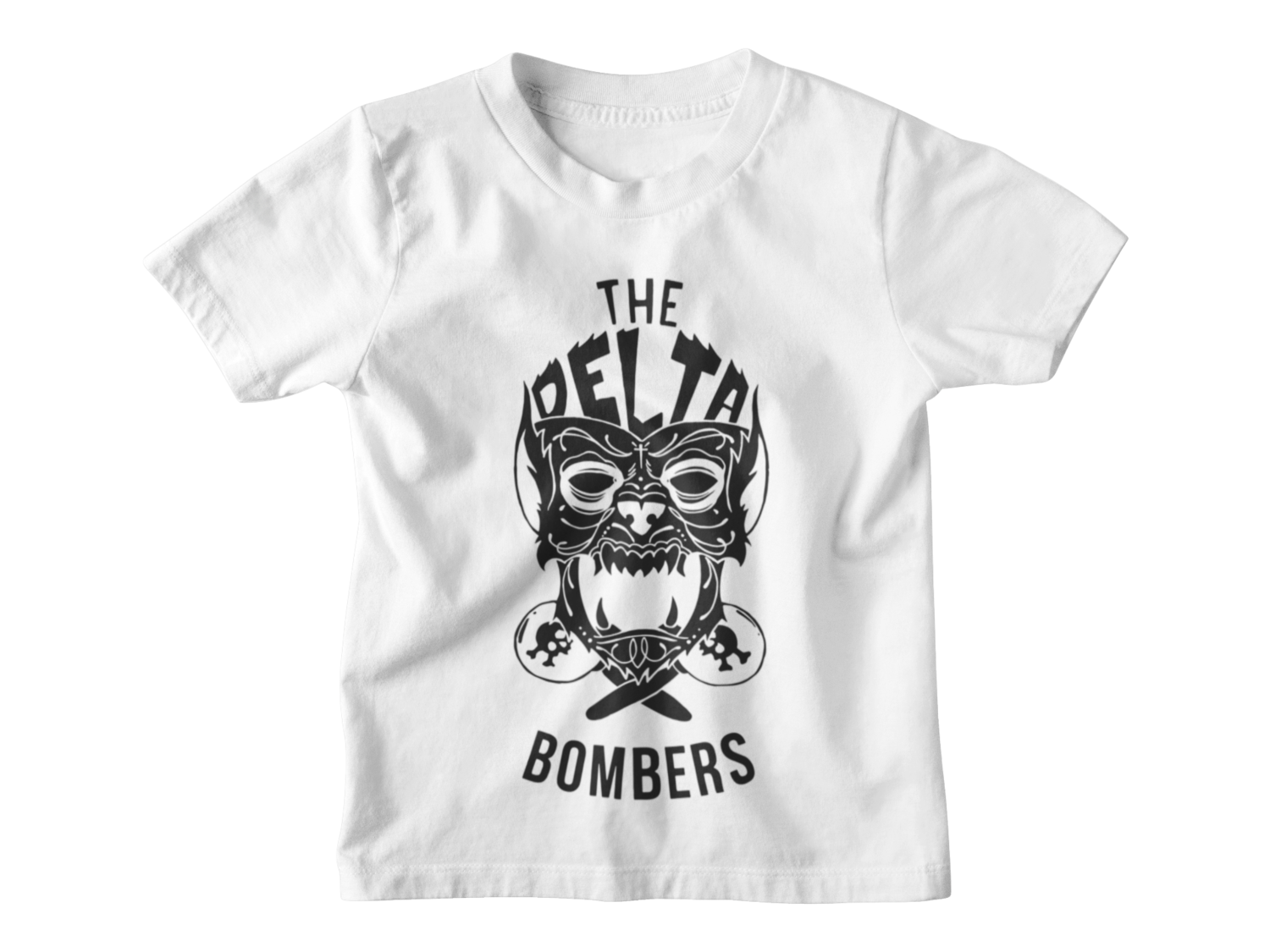 THE DELTA BOMBERS &quot;Wolf Face&quot; T-SHIRT KIDS, Colour: White, Size: 3/4 years