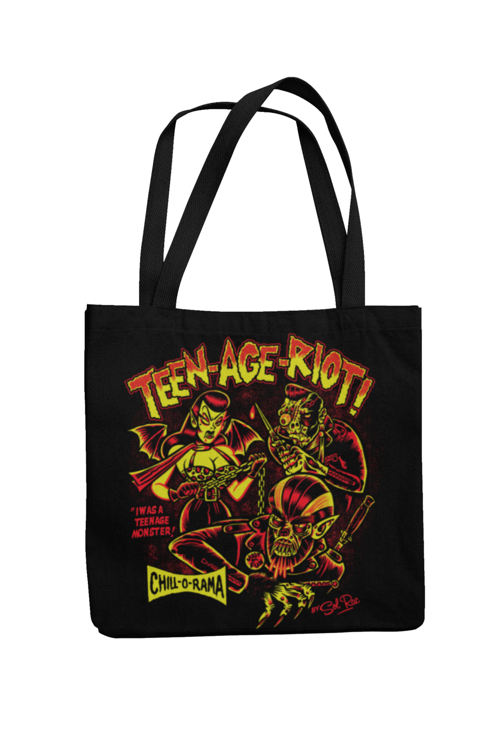 TEEN-AGE-RIOT Cotton Bag  logo design SOL RAC, Colour: Black