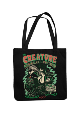 CREATURE FROM BLACK LEATHER Cotton Bag  logo design SOL RAC