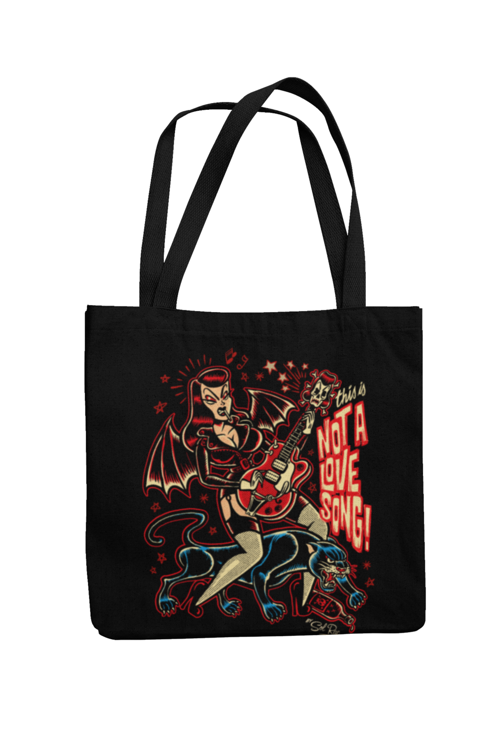 THIS IS NOT A LOVE SONG Cotton Bag  logo design SOL RAC, Colour: Black