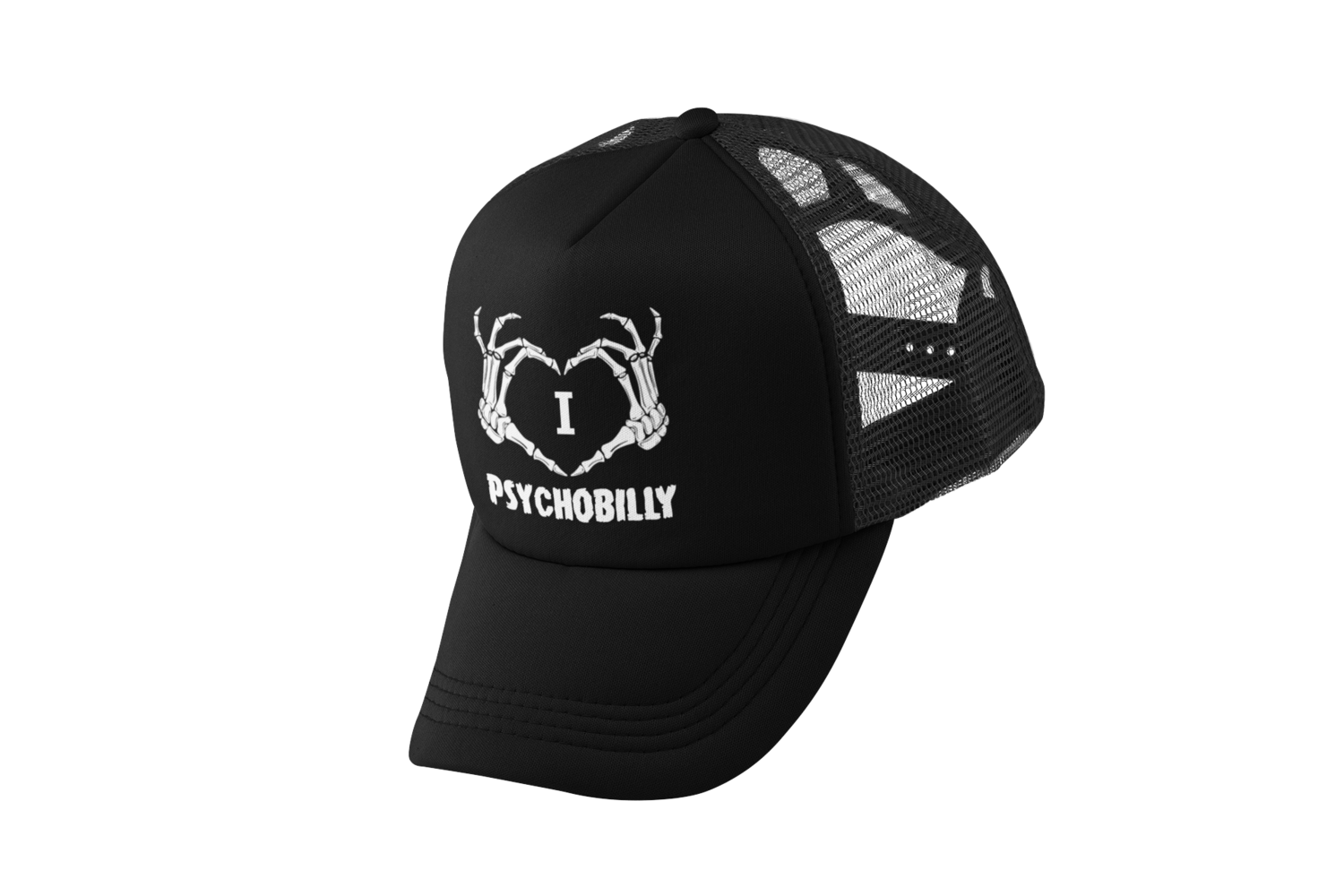 I LOVE PSYCHOBILLY TRUCKER CAP, COLOUR: BLACK