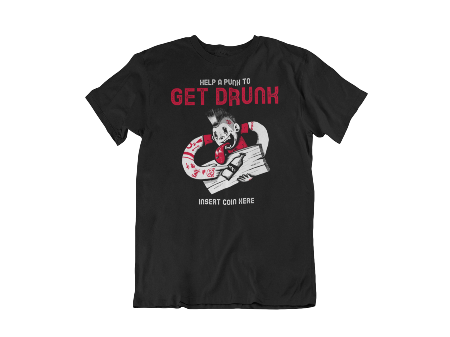 PUNK GET DRUNK T-SHIRT MAN, Colour: BLACK, Size: Large