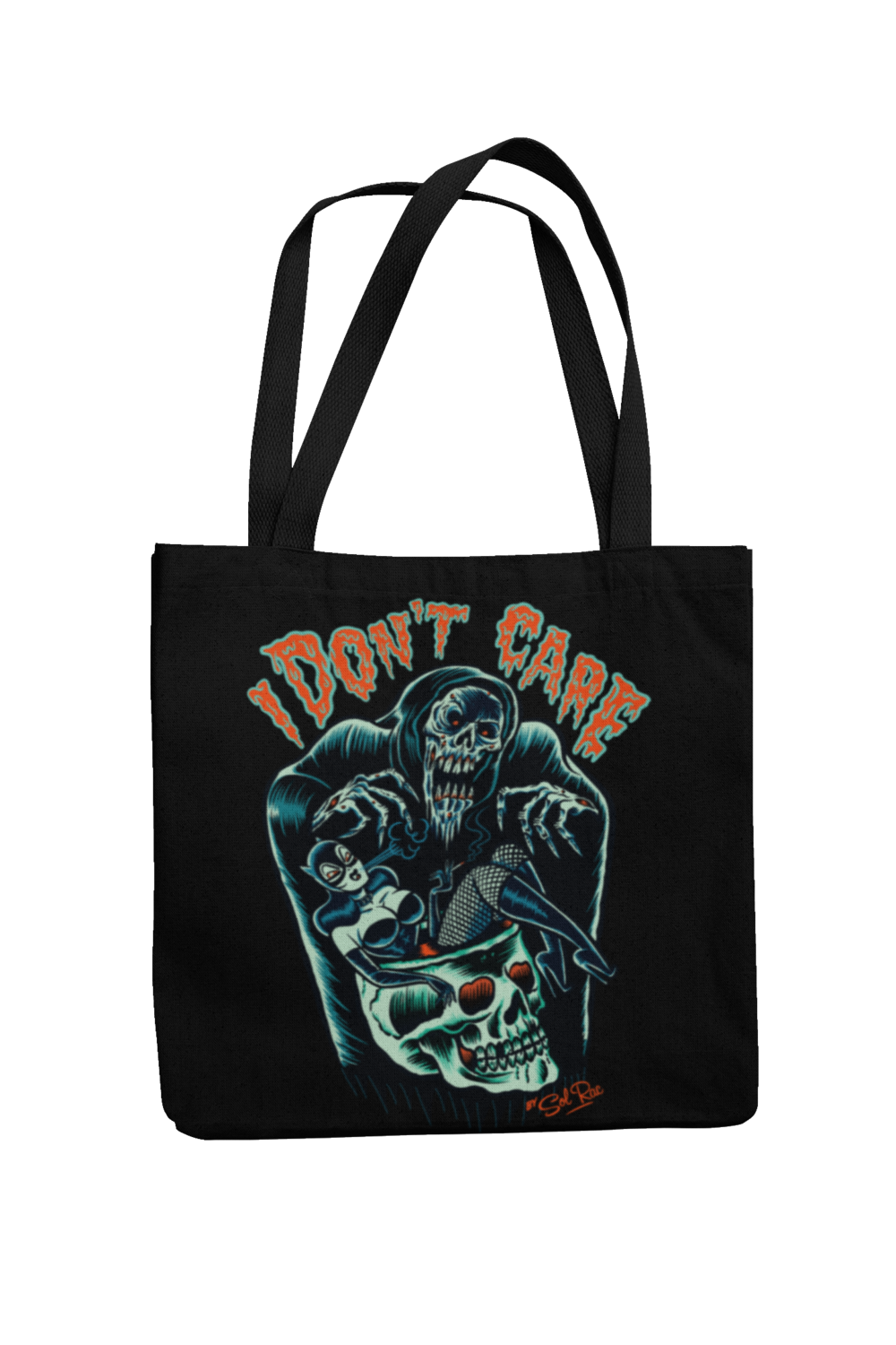 I DON´T CARE Cotton Bag  logo design SOL RAC, Colour: Black