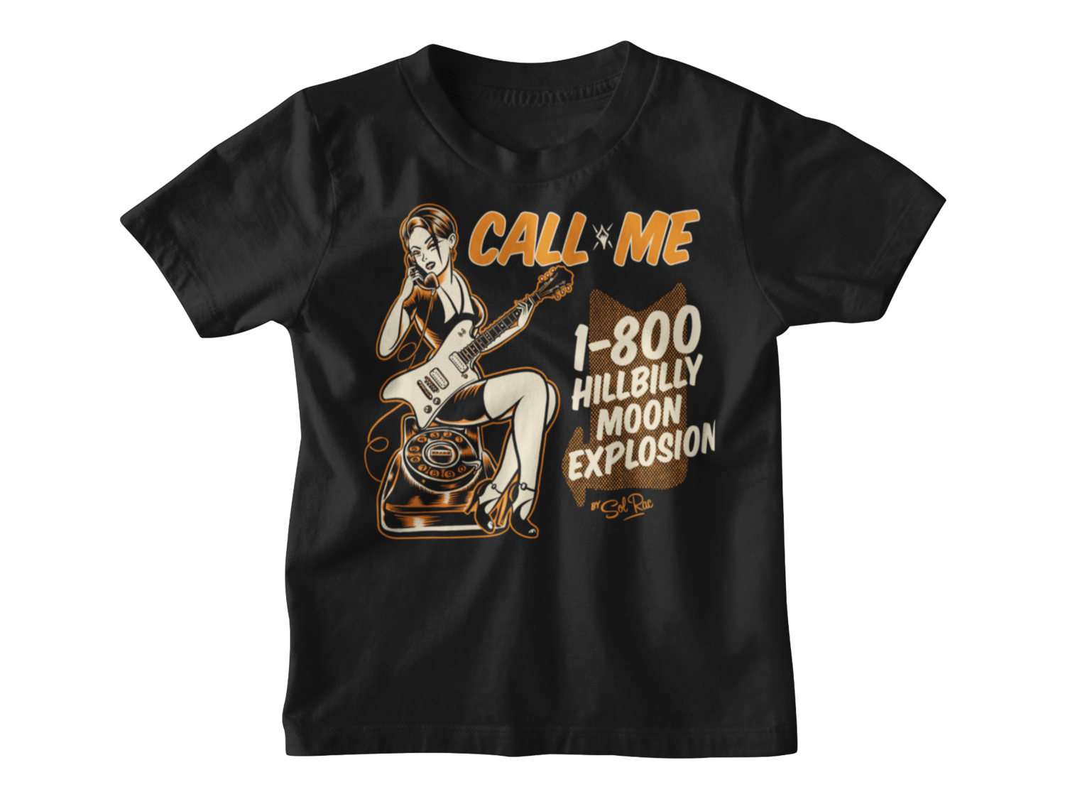 HILLBILLY MOON EXPLOSION &quot;Call Me&quot; T-SHIRT KIDS, Colour: Black, Size: 3/4 years