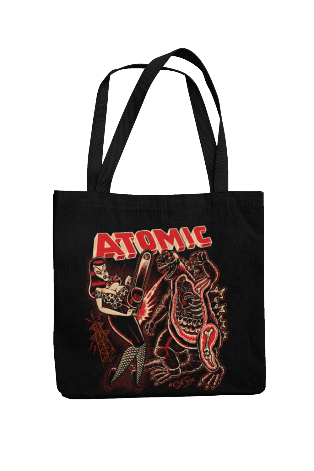 ATOMIC ! Cotton Bag  logo design SOL RAC, Colour: Black