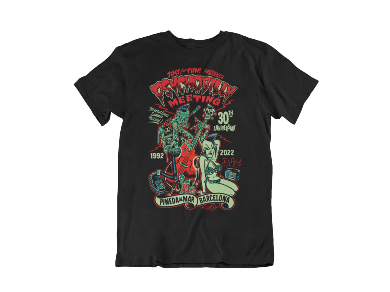 PSYCHOBILLY MEETING 2022 T-SHIRT MAN BY SOLRAC, Size: Large, Colour: BLACK