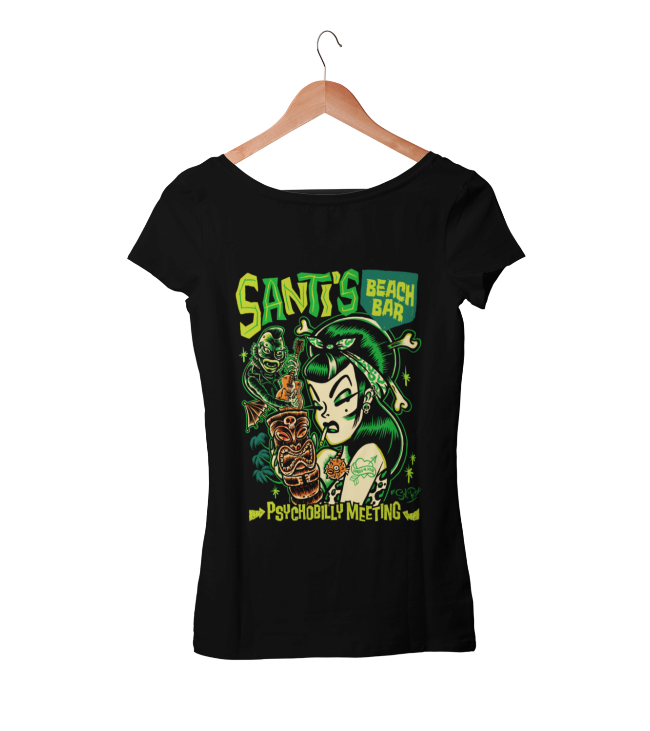 SANTI´S BEACH BAR 2022  T-SHIRT WOMAN BY SOLRAC, Colour: BLACK, Size: Large