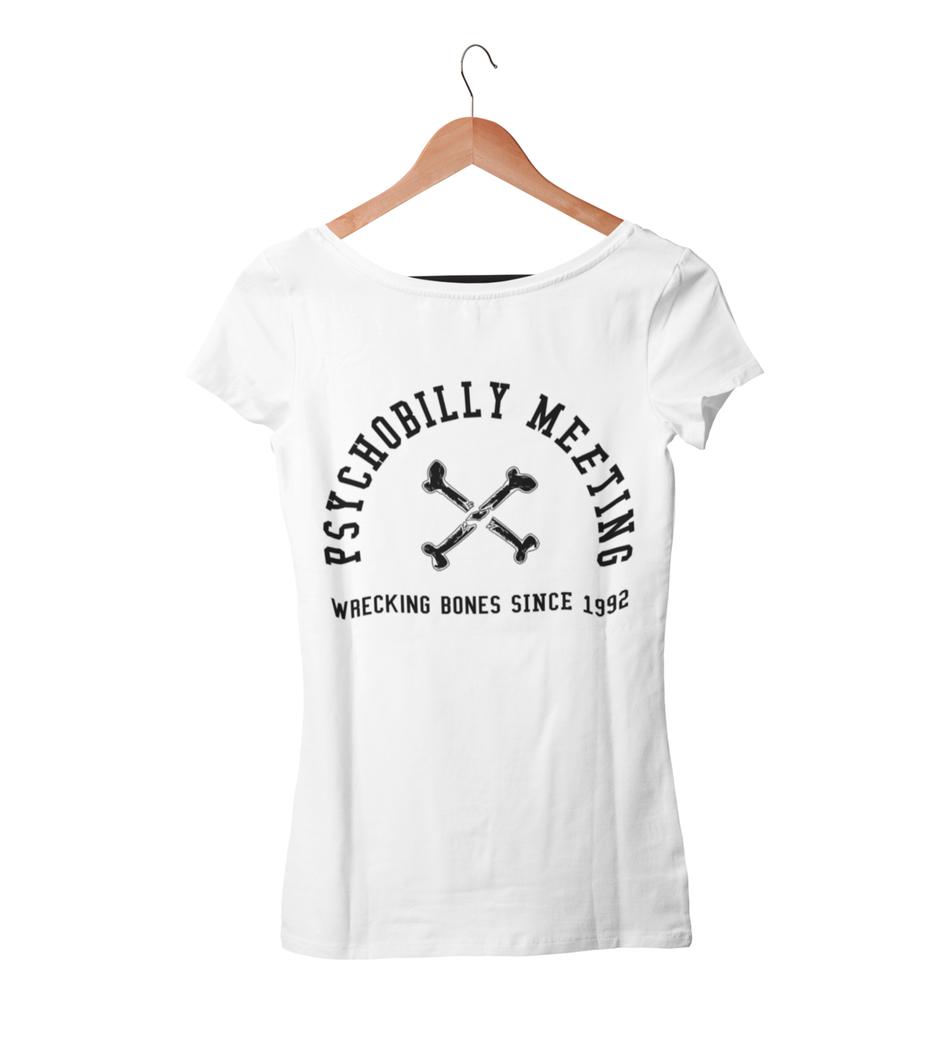 PSYCHOBILLY MEETING &quot;Wrecking Bones t-shirt&quot; for Woman, Colour: White, Size: Large