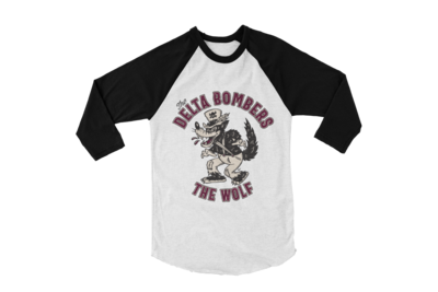 THE DELTA BOMBERS &quot;Cartoon Wolf&quot; BASEBALL LONG SLEEVE UNISEX