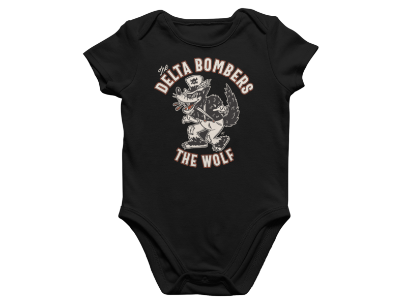 THE DELTA BOMBERS "Cartoon Wolf " BABY ONIESE