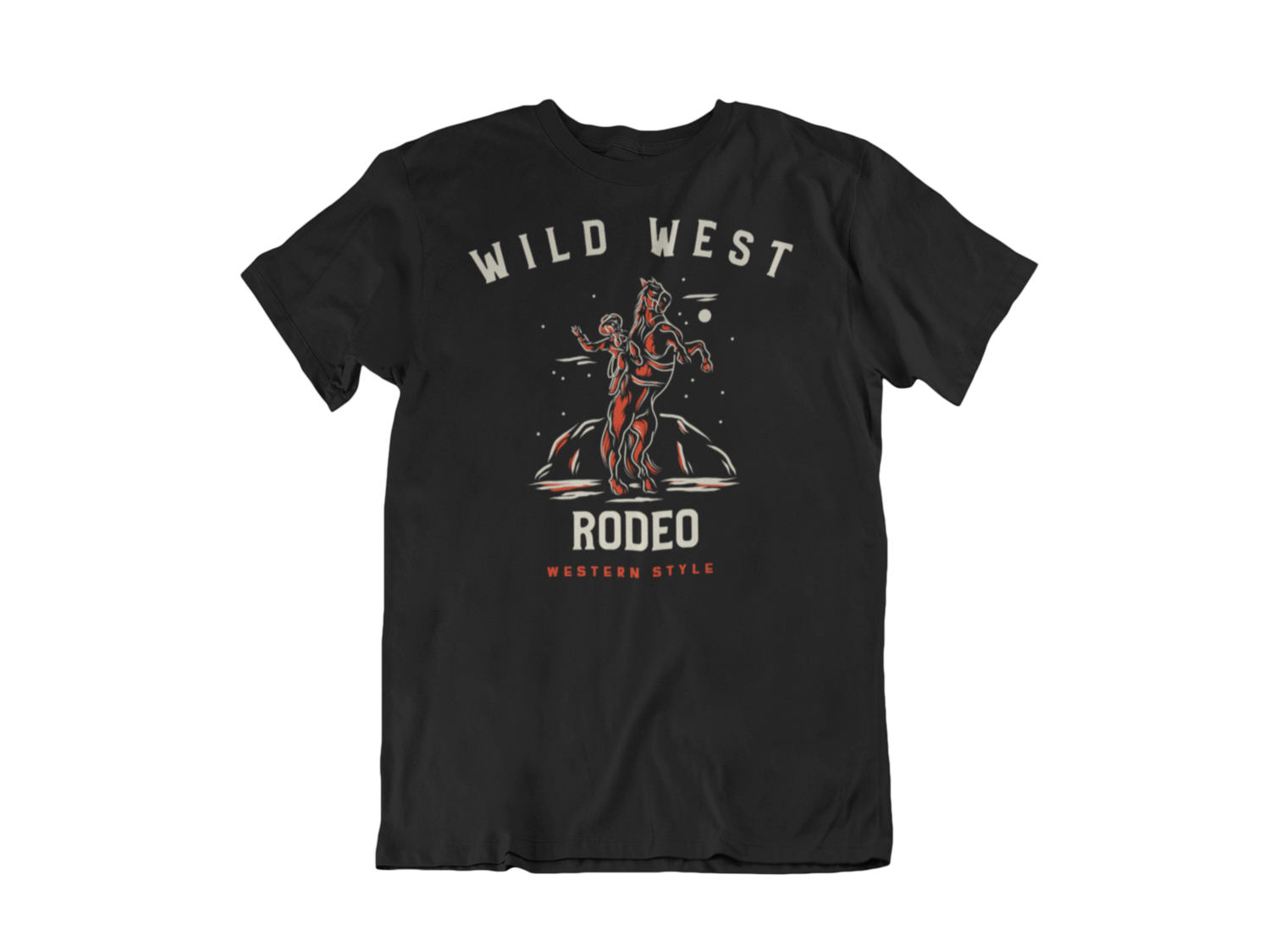 WILD WEST RODEO T-SHIRT MAN, Colour: BLACK, Size: Large