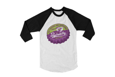 PSYCHOBILLY FRESH POISON BOTTLE CAP BASEBALL LONG SLEEVE By NANO BARBERO