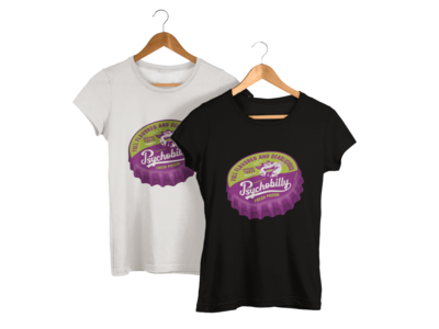 PSYCHOBILLY FRESH POISON BOTTLE CAP T-SHIRT WOMAN by NANO BARBERO