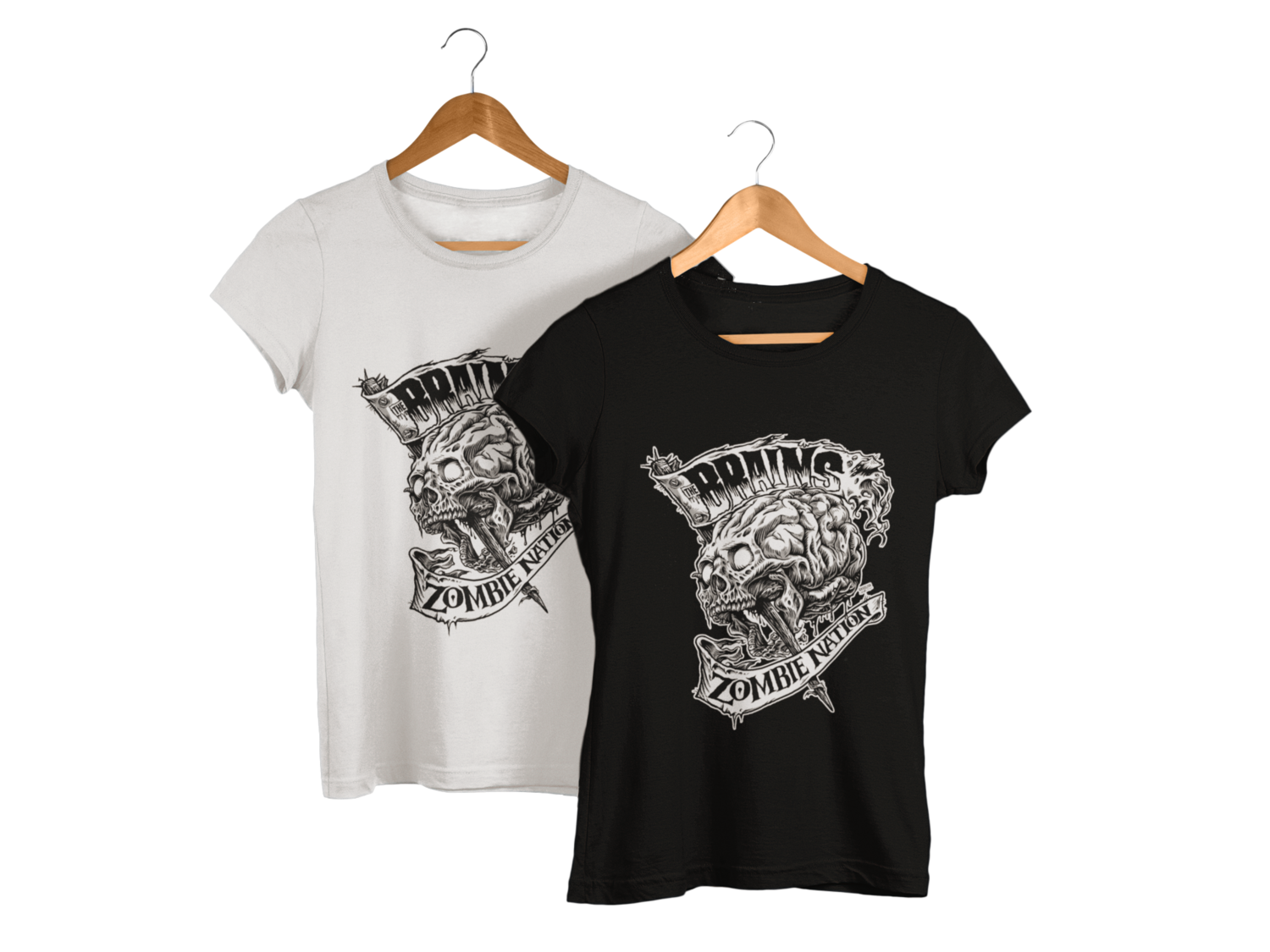 THE BRAINS T-SHIRT &quot;ZOMBIE NATION&quot; WOMEN