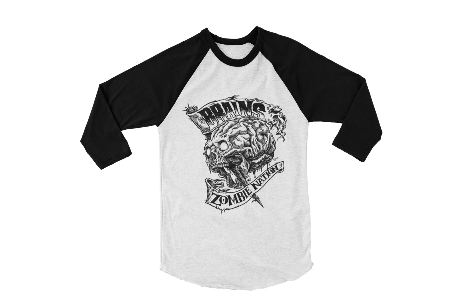 THE BRAINS &quot;ZOMBIE NATION&quot; BASEBALL LONG SLEEVE UNISEX
