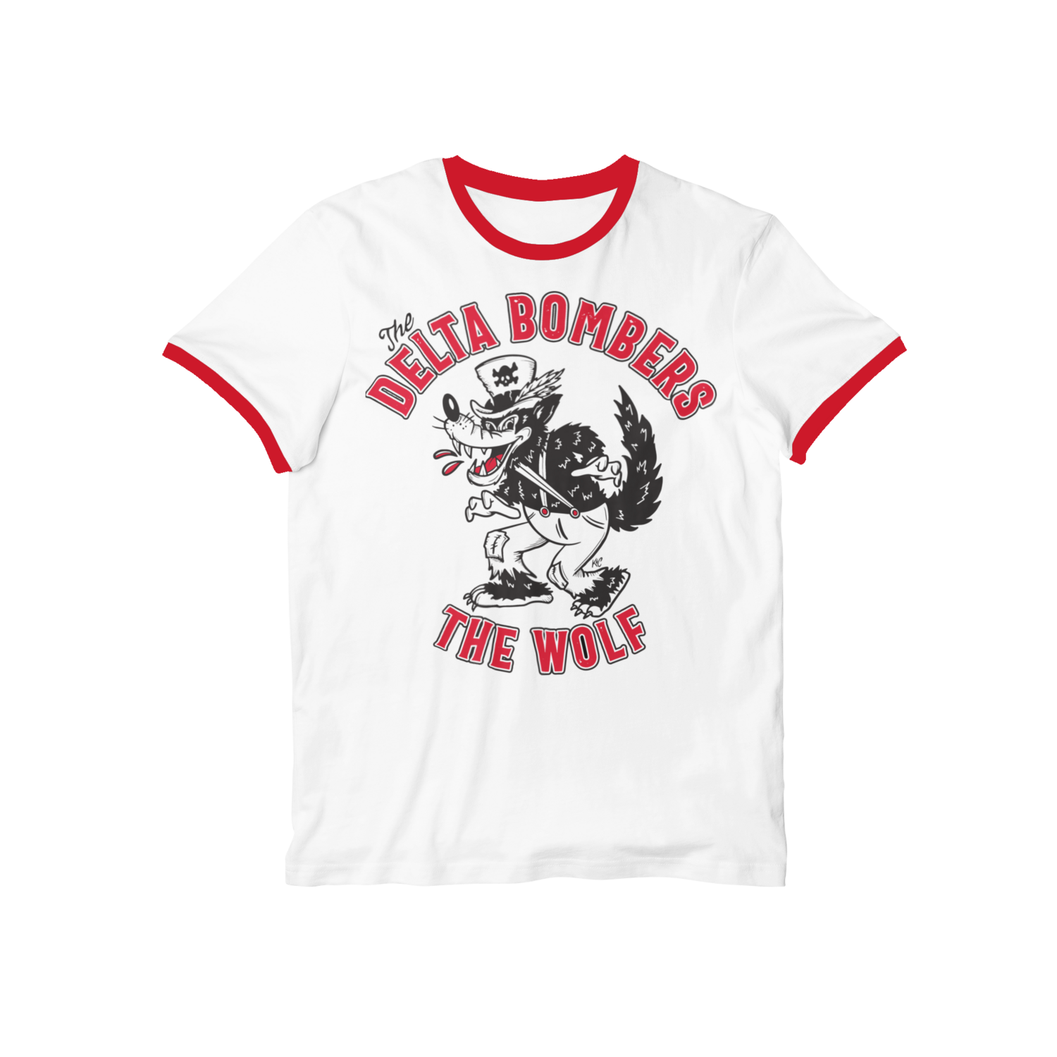 THE DELTA BOMBERS RINGER &quot;CARTOON WOLF&quot; UNISEX