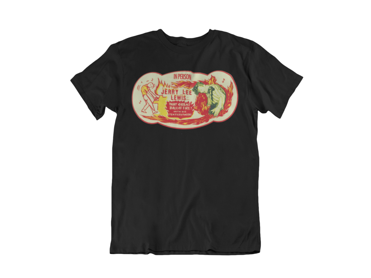 JERRY LEE LEWIS Great balls of fire T-SHIRT MAN, Colour: BLACK, Size: Large