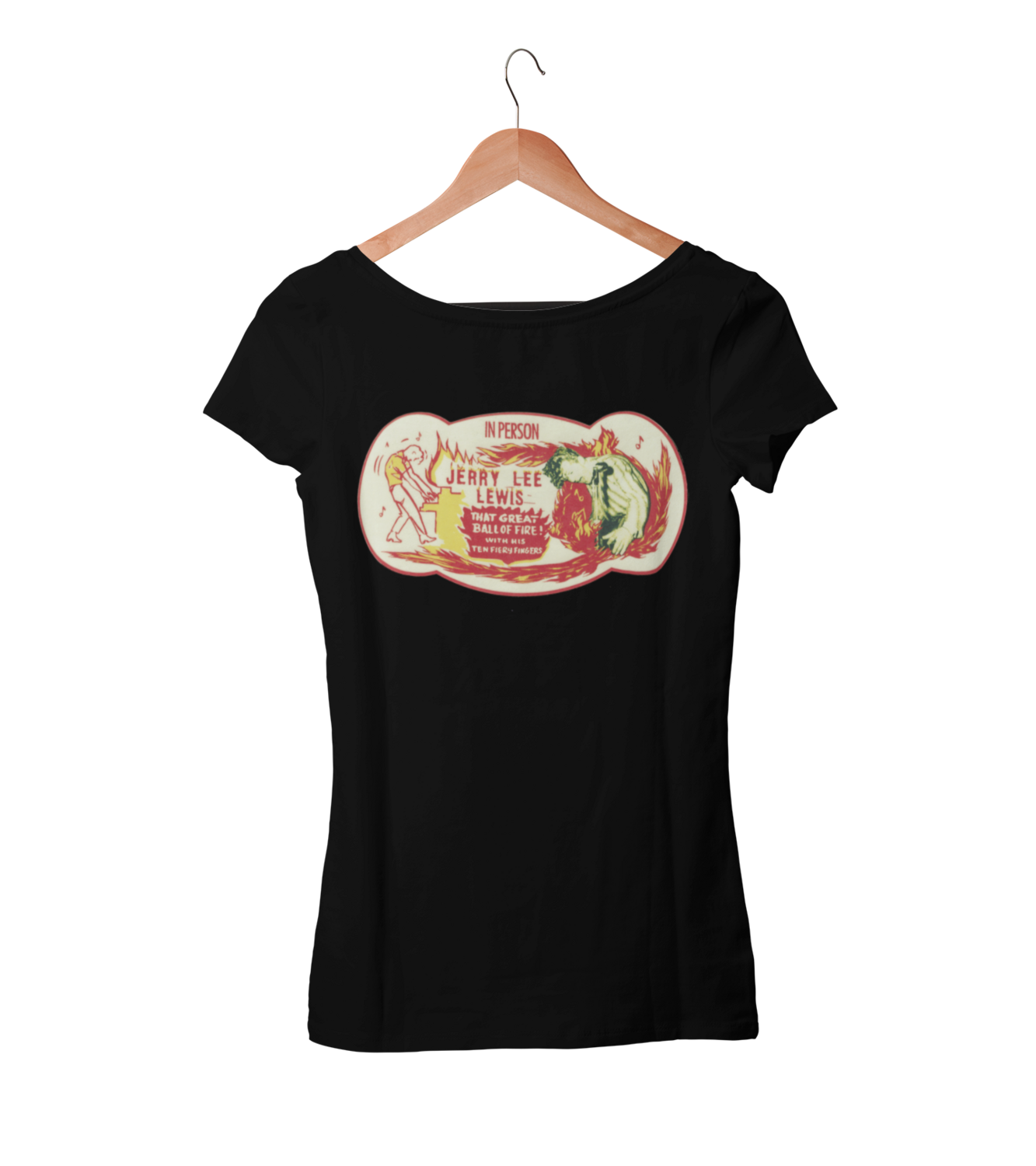 JERRY LEE LEWIS Great balls of fire T-SHIRT WOMAN, Colour: BLACK, Size: Large