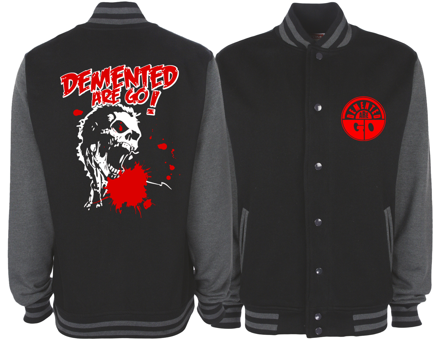 DEMENTED ARE GO &quot;Splatter Demon&quot; VARSITY JACKET UNISEX