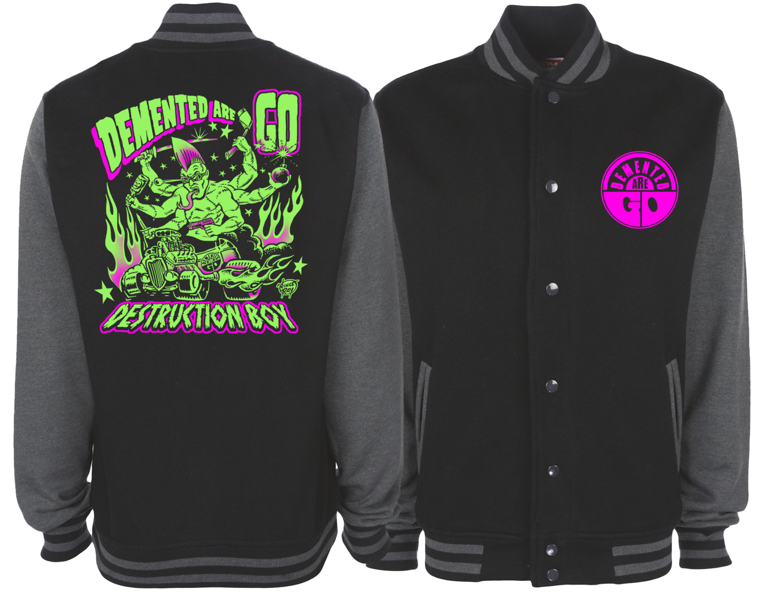 DEMENTED ARE GO &quot;Destruction boy&quot; VARSITY JACKET UNISEX