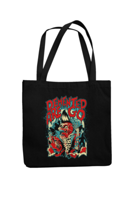DEMENTED ARE GO Cotton Bag  Psycho skull