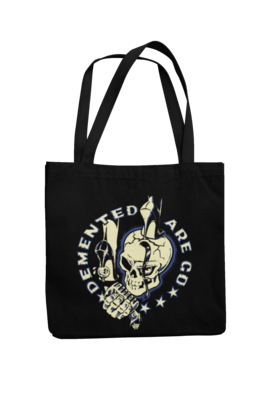 DEMENTED ARE GO Cotton Bag Stiletto Skull