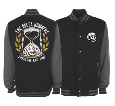 THE DELTA BOMBERS &quot;Pressure and time&quot; VARSITY JACKET UNISEX