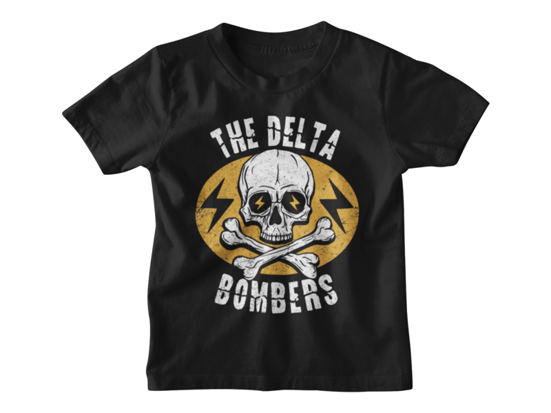 THE DELTA BOMBERS "Orange Skull" T-SHIRT KIDS