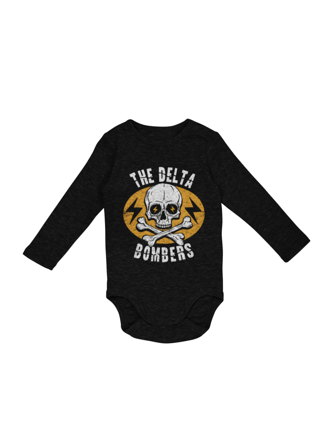 THE DELTA BOMBERS &quot;Orange Skull&quot; BABY ONIESE