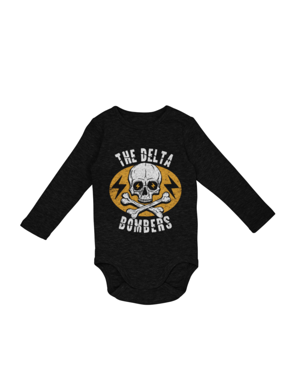 THE DELTA BOMBERS "Orange Skull" BABY ONIESE