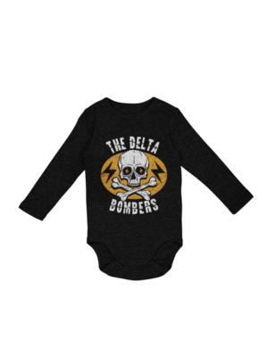 THE DELTA BOMBERS &quot;Orange Skull&quot; BABY ONIESE