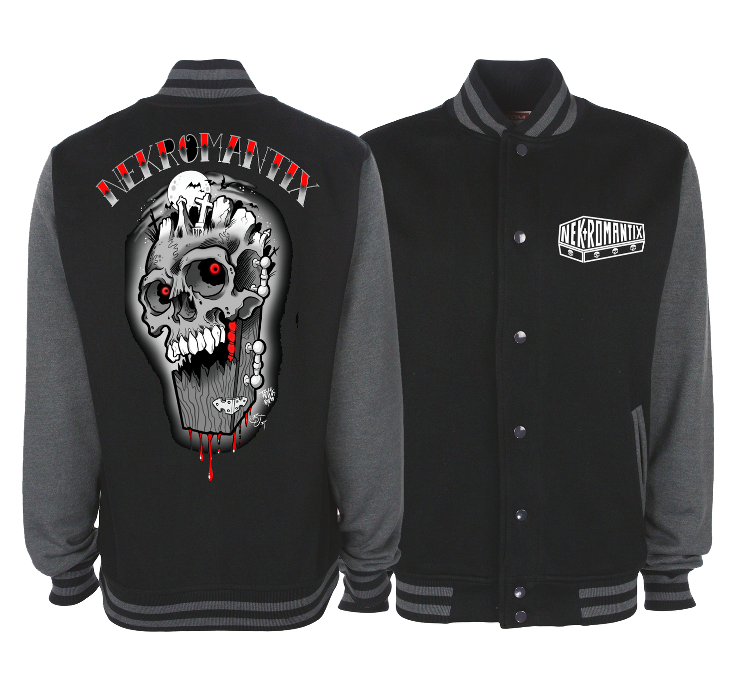 NEKROMANTIX &quot;Coffin Skull&quot; VARSITY JACKET UNISEX