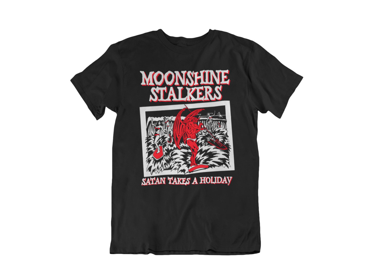 MOONSHINE STALKERS &quot;Satan takes a Holiday&quot; tshirt for MEN