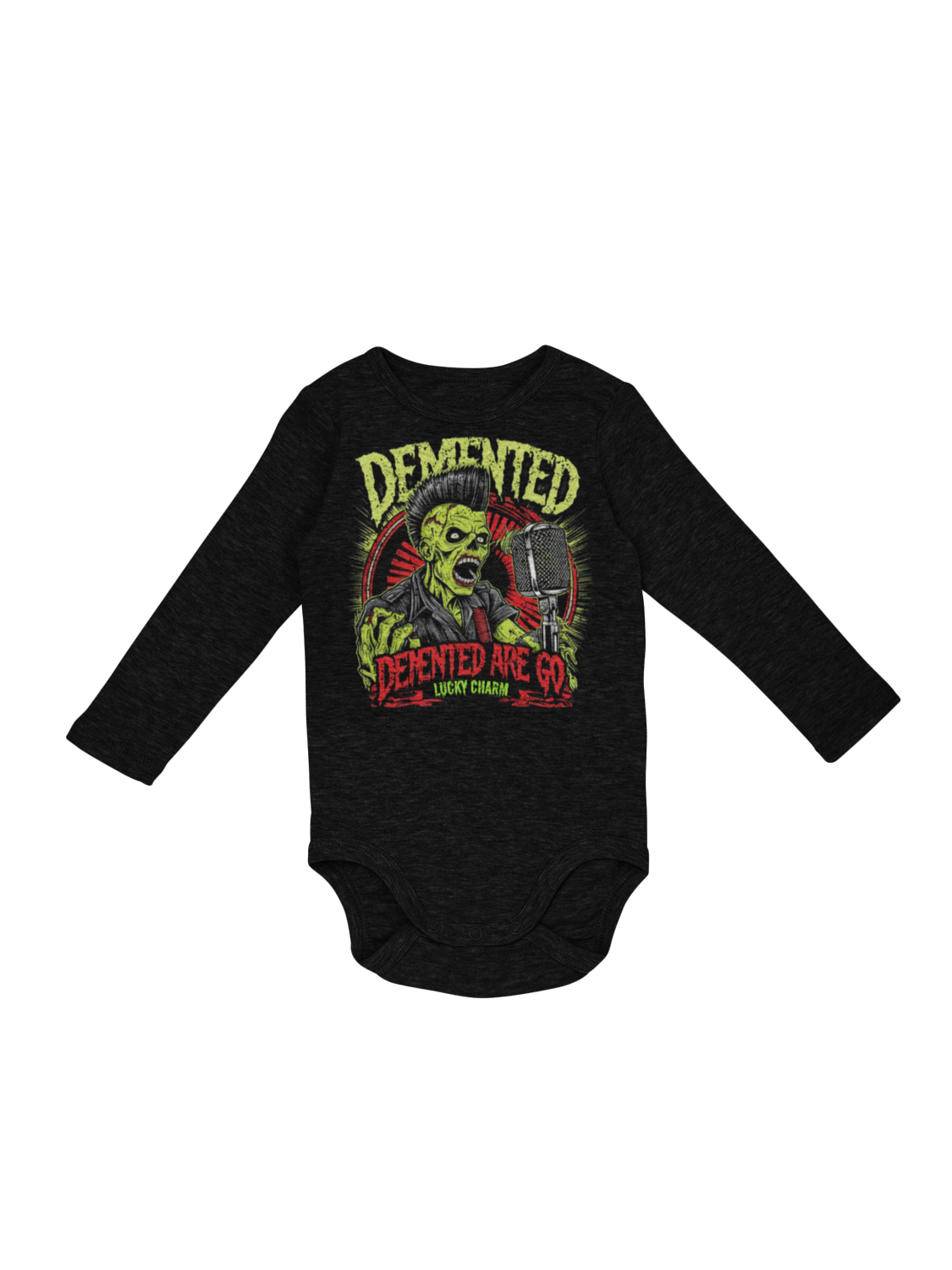 DEMENTED ARE GO &quot;Lucky charm&quot; BABY ONIESE