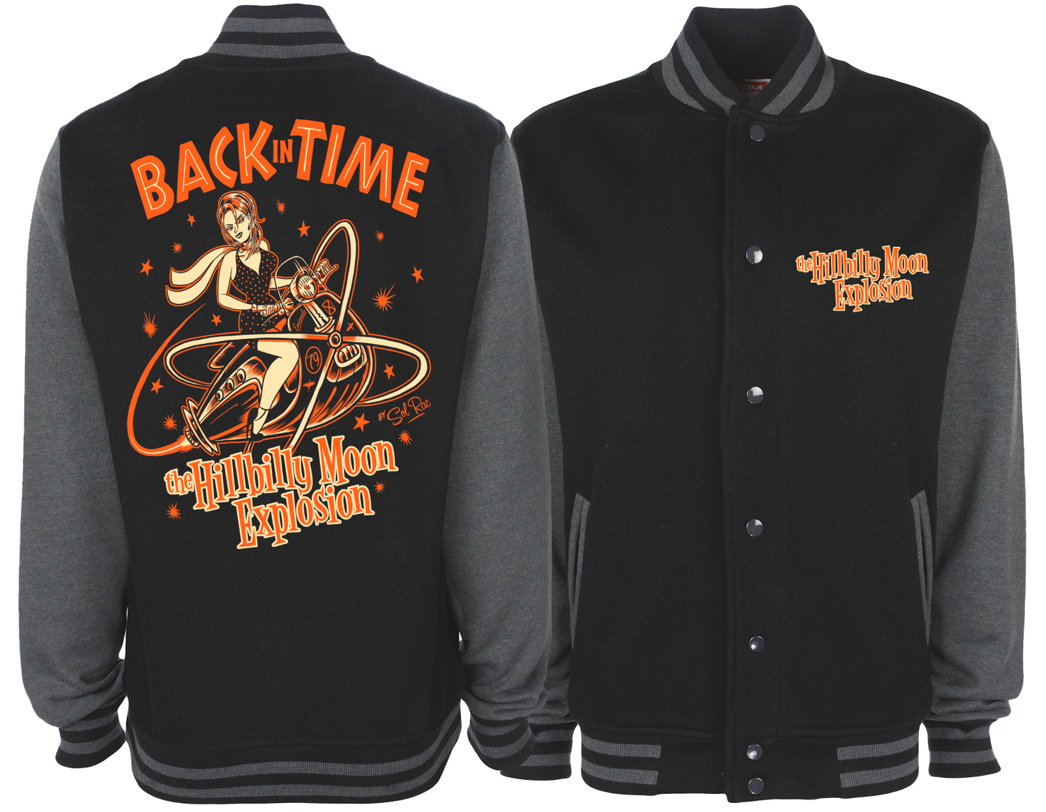 HILLBILLY MOON EXPLOSION &quot;Back in time&quot; VARSITY JACKET UNISEX