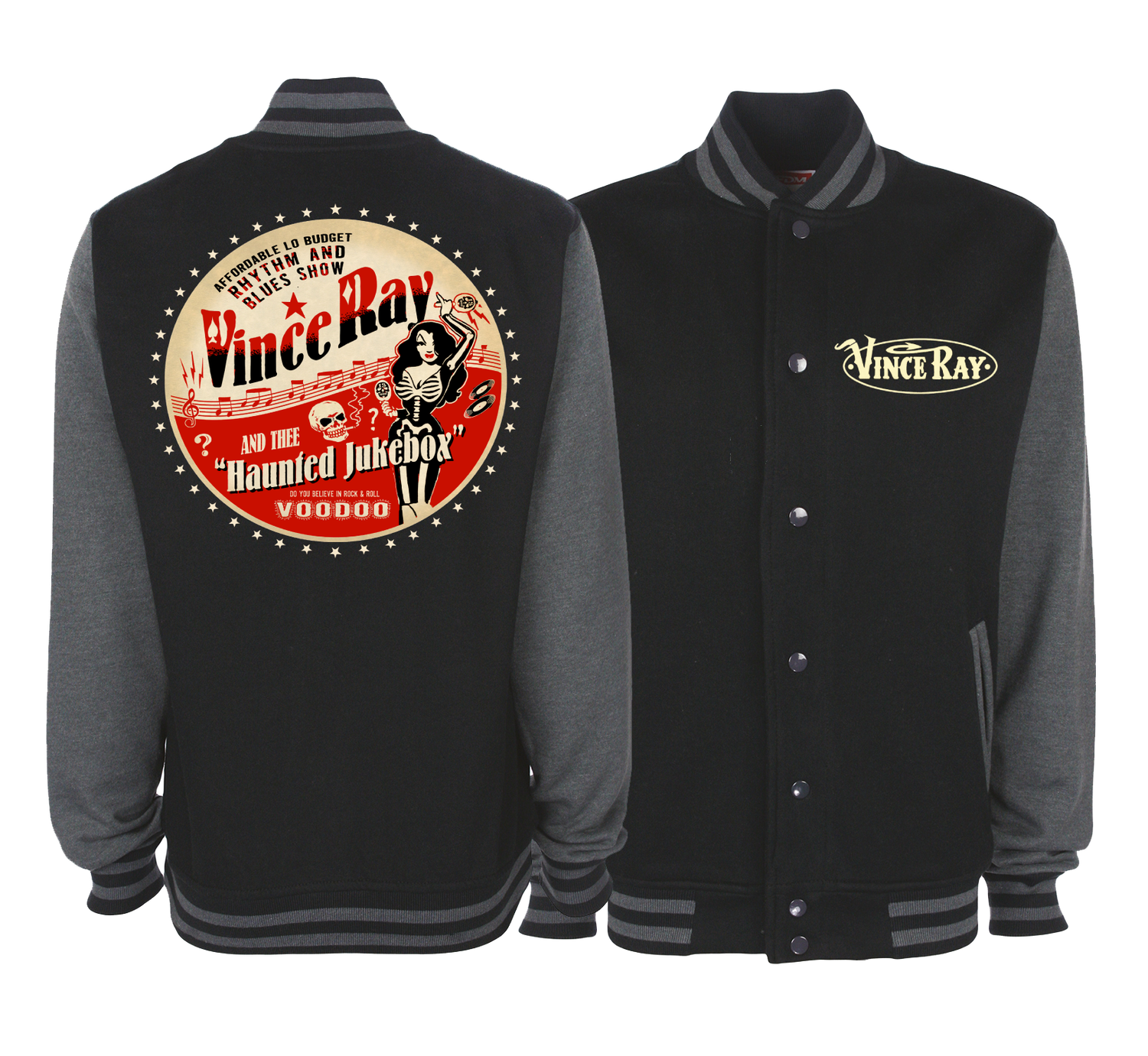 VINCE RAY AND THE HAUNTED JUKEBOX VARSITY JACKET Unisex by VINCE RAY