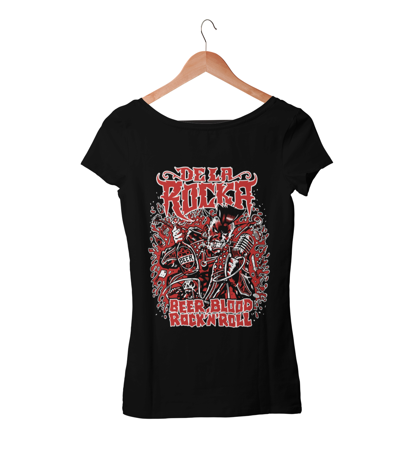 DE LA ROCKA &quot;BEER, BLOOD &amp; ROCK AND ROLL&quot; tshirt for WOMEN
